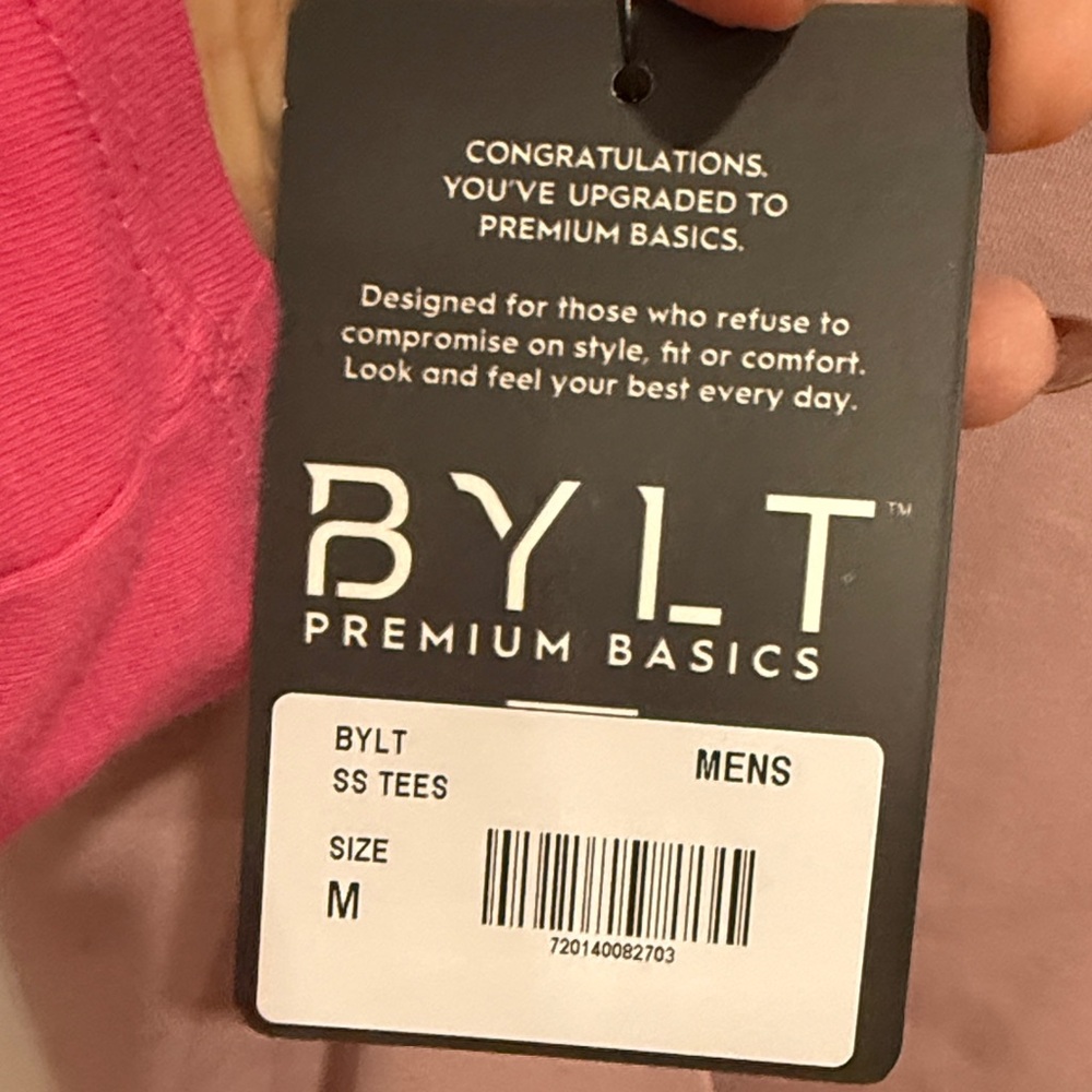 BYLT Basics Men's Shirt in Pink and Dark Purple - Picture 7 of 7